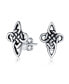 ფოტო #1 პროდუქტის Unisex Religious Irish Infinity Love Knot Celtic Cross Stud Earrings For Women Men Oxidized .925 Sterling Silver
