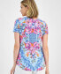 Фото #2 товара Petite Oasis Floral-Print Short-Sleeve Top, Created for Macy's