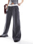Фото #9 товара Miss Selfridge fold over waistband trouser in grey