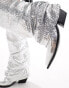 Фото #3 товара Azalea Wang Shawnee foldover sparkly western boot in silver