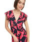 Фото #3 товара Women's Printed Flutter-Sleeve Ruffled High-Low Midi Dress