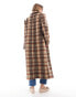 Brave Soul faux wool check overcoat in brown & rust