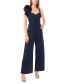 Фото #5 товара Petite Ruffled-Strap Scuba Wide-Leg Jumpsuit