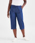 Petite Chambray Drawstring Capri Pants, Created for Macy's