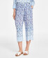 Фото #1 товара Women's Linen Blend Ombré Print Cropped Pants, Created for Macy's