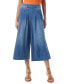 Women's Ocean Cotton Denim Pleated Culotte Pants