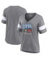 ფოტო #2 პროდუქტის Women's Heathered Gray Kansas Jayhawks 2022 NCAA Men's Basketball National Champions Press Vintage-Like V-Neck T-shirt