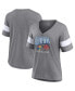 Футболка с V-образным вырезом Фанатикс женская Heathered Gray Kansas Jayhawks 2022 NCAA Men's Basketball National Champions Press Vintage-Like 3XL - фото #2