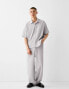 Bershka plisse trouser co-ord in grey