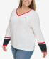 ფოტო #3 პროდუქტის Plus Size Ivy Cotton Long-Sleeve Sweater