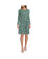 Women's Boatneck Long Sleeve Tie Waist Dress Evergreen multi dot floral, Средний - фото #1