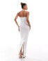 Фото #4 товара Murci exclusive textured knot detail cut out halterneck maxi dress in white