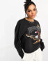 Фото #2 товара Tommy Jeans relaxed cropped vintage eagle crew neck sweatshirt in black