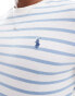 Polo Ralph Lauren icon logo stripe t-shirt in white/light blue