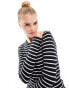 New Look long sleeve crew neck top in white stripe