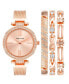 Women's Quartz Rose Gold-Tone Alloy Watch 31.5mm Set, 4 Pieces