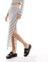 Pimkie maxi skirt co-ord in white and black stripe