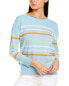 Фото #1 товара Incashmere Cashmere Multi Stripe Crewneck Pullover Women's M