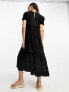 New Look broderie smock midi dress in black