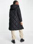 New Look longline diamond quilted padded coat in black