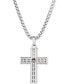 Фото #3 товара Chocolatier® Men's Chocolate Diamond Textured Cross 22" Pendant Necklace (1/8 ct. t.w.) in Sterling Silver & 14k Rose Gold-Plate