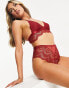 Фото #4 товара ASOS DESIGN Rosie lace high waisted knicker in burgundy