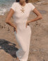 4th & Reckless x Luana Barron kendall sheer jersey rib maxi beach dress in cream