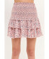 ფოტო #1 პროდუქტის Women's Smocked Textured Floral Tiered Mini Skirt