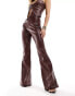 Фото #8 товара ASOS DESIGN leather look flare co-ord in chocolate