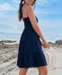 Women's Baby Blue Smocked Bodice Mini Beach Dress