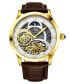 ფოტო #1 პროდუქტის Men's Brown Leather Strap Watch 44mm