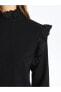 LCW Fırfırlı Dik Yaka Düz Uzun Kollu Kadın Sweatshirt Tunik