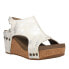 Фото #4 товара Corkys Carley Metallic Wedge Womens Silver, White Casual Sandals 30-5316-WHME