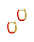 Pink Enamel Rectangle Huggie Hoops Earrings