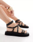 Truffle Collection wide fit ankle strap sandal in black