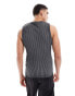 ASOS DESIGN muscle fit tank vest in ribbed charcoal oil wash