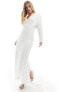 Vila Bridal sequin draped shoulder maxi dress in white