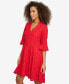 ფოტო #3 პროდუქტის Women's Cotton Eyelet Bell-Sleeve High-Low Dress