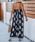 ფოტო #4 პროდუქტის Women's Navy Ornate Sleeveless Straight Leg Jumpsuit