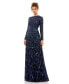 ფოტო #1 პროდუქტის Women's Embellished Illusion High Neck Long Sleeve A Line