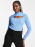 Фото #1 товара In The Style exclusive knitted cut out detail jumper in blue