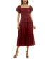 ფოტო #1 პროდუქტის Juniors' Puff-Sleeve Tiered Midi Dress