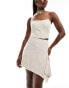 Фото #1 товара & Other Stories linen blend mini skirt with cut about asymmetric raw hem in light beige