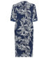 ფოტო #1 პროდუქტის Women's 100% Cotton 3/4 Sleeve Collarless Paisley Floral Tunic Shirt Dress