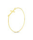 ფოტო #2 პროდუქტის Yellow Gold Plated Sterling Silver Sideways Cross Bangle Bracelet - Delicate Simple Religious Inspirational Christian Faith For Women 's