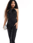 Фото #4 товара TFNC Petite wrap front jumpsuit in black