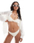 Фото #1 товара South Beach essentials crinkle knot front bikini top in coconut