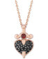 Black Diamond (1/10 ct. t.w.) & Garnet Accent Heart & Dagger Evil Queen Pendant Necklace in 10k Rose Gold, 16" + 2" extender