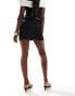 New Look boxer detail mini skirt in black Черный, 38 - фото #4