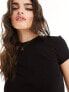 Weekday Close fitted rib t-shirt in black